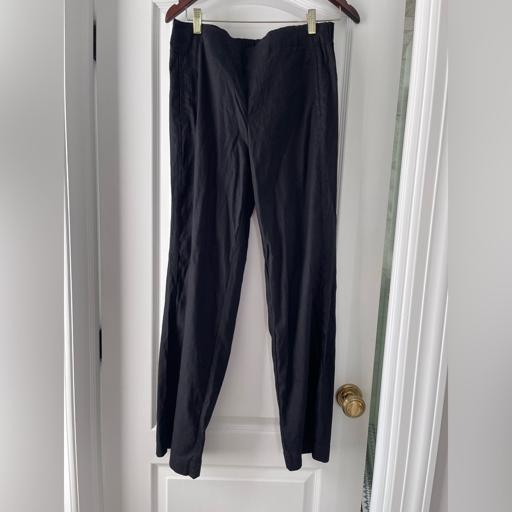 J. Jill Black Linen Stretch Pull On Pants Pants Size 10 Travel Business Casual - Picture 2 of 6